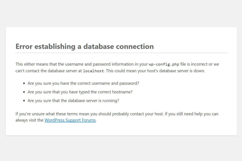 Error establishing a database connection w WordPress